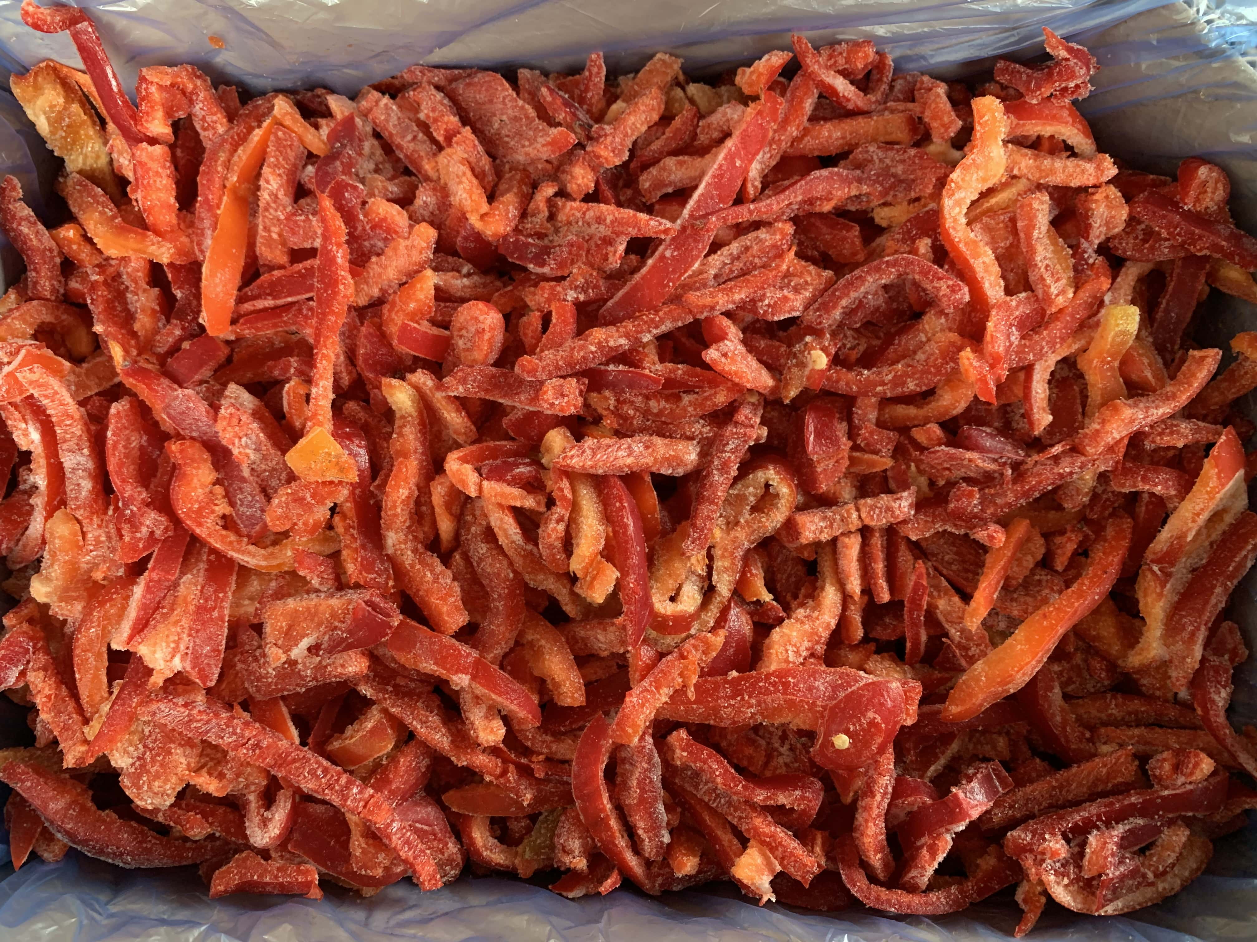 IQF frozen red sweet peppers
